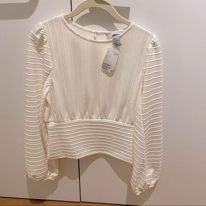 H&M cream textured blouse